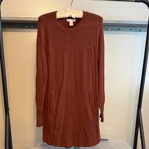 Athleta Rich Brown Long Sleeve Sweater Dress. Very cozy.